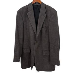 Vintage 90s Ralph Lauren Wool Blazer 44T Brown Tweed Herringbone Sport Coat